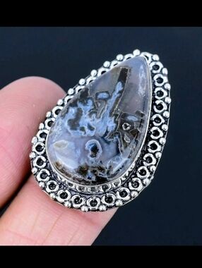 Turkish Stick Agate Gemstone 925 Sterling Silver Handmade Ring